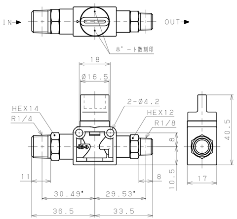 Bản vẽ kỹ thuật Van Tay Khí Nén Pisco HV02-01-2W