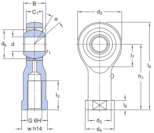 Bản vẽ kỹ thuật Vòng Bi Mắt Trâu SKF SIKAC 10 M
