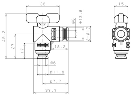 Bản vẽ kỹ thuật Van Bi Khí Nén, Loại 20 & 60 Pisco BVLG20-0806