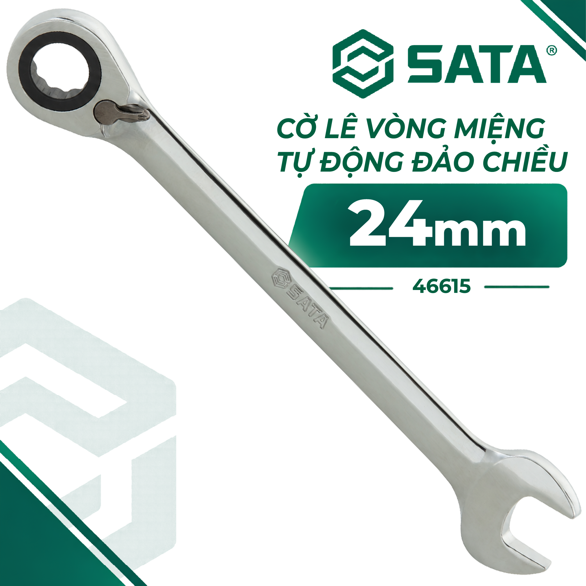Cờ Lê Vòng Miệng Tự Động Đảo Chiều 24 mm SATA 46615