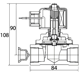Bản vẽ kỹ thuật Van Điện Từ Khí Nén Solenoid 2/2 1 Coil Parker Size PT3/4 NKV-20N-H-1F-4K