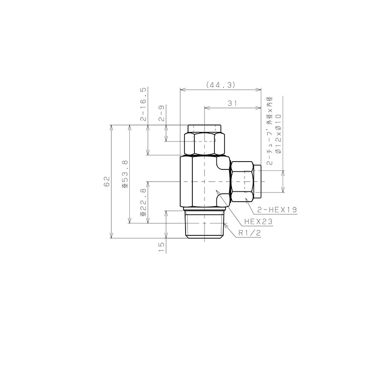 Bản vẽ kỹ thuật Đầu Ngạnh Nối Ống Có Đai Ốc Xiết Dạng Chữ T Ren Ngoài Pisco NSD1210-04-TP