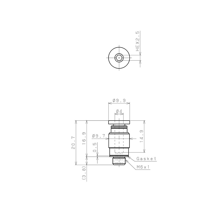 Bản vẽ kỹ thuật Đầu Nối Nhanh Khí Nén Dạng Thẳng Ren Ngoài Pisco POC4-M6W