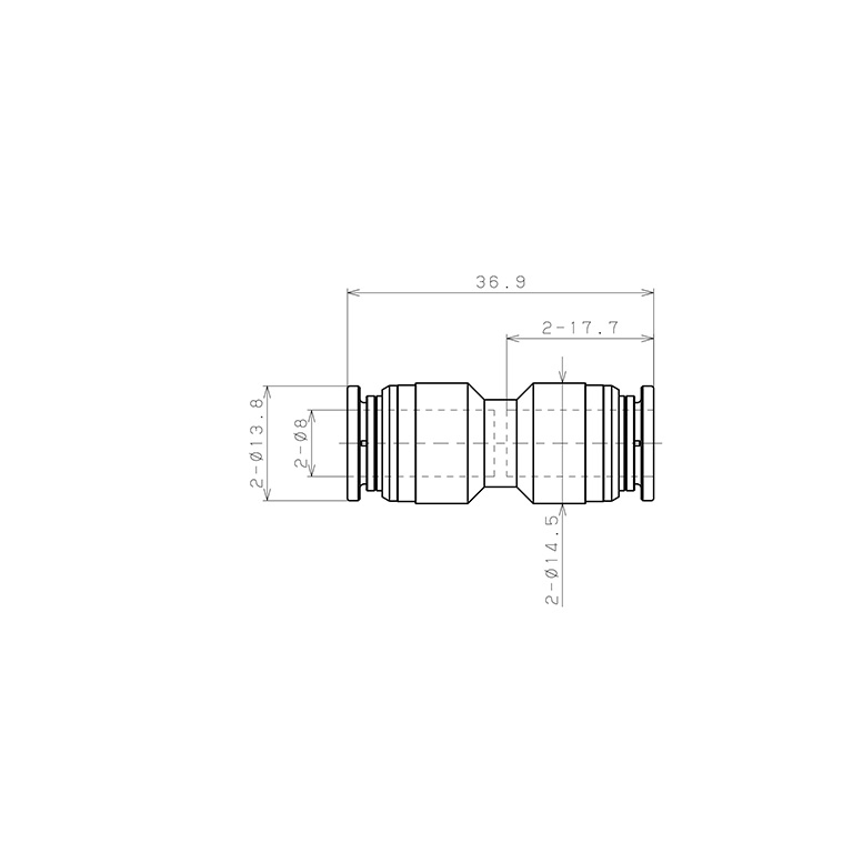 Bản vẽ kỹ thuật Đầu Nối Nhanh Khí Nén Dạng Thẳng Pisco KU8-1-F