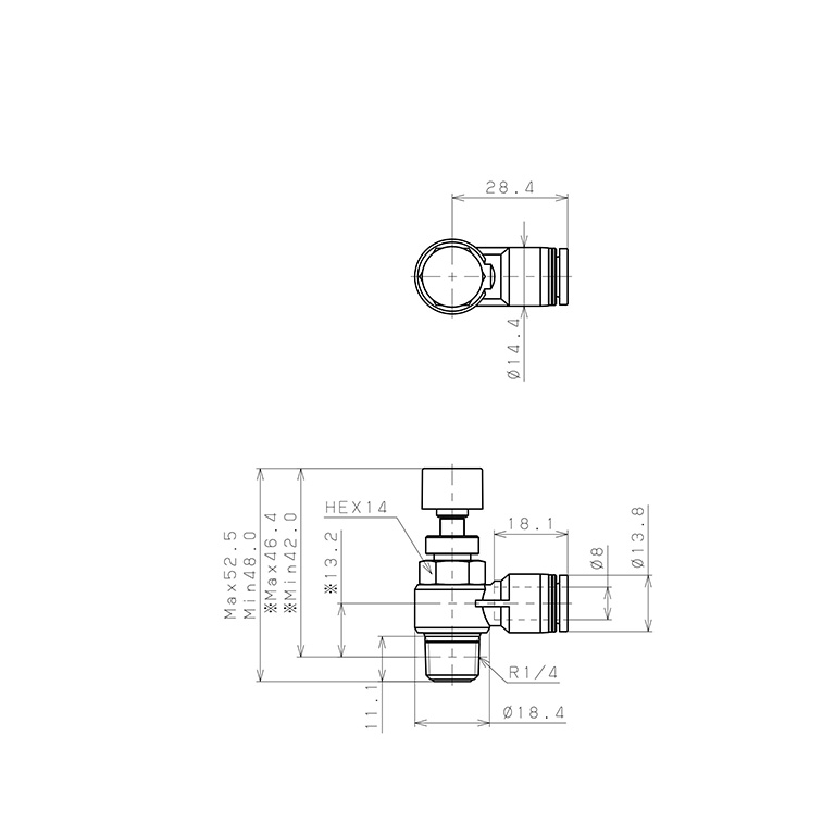 Bản vẽ kỹ thuật Van Điều Chỉnh Áp Suất Khí Nén Pisco JPC8-02