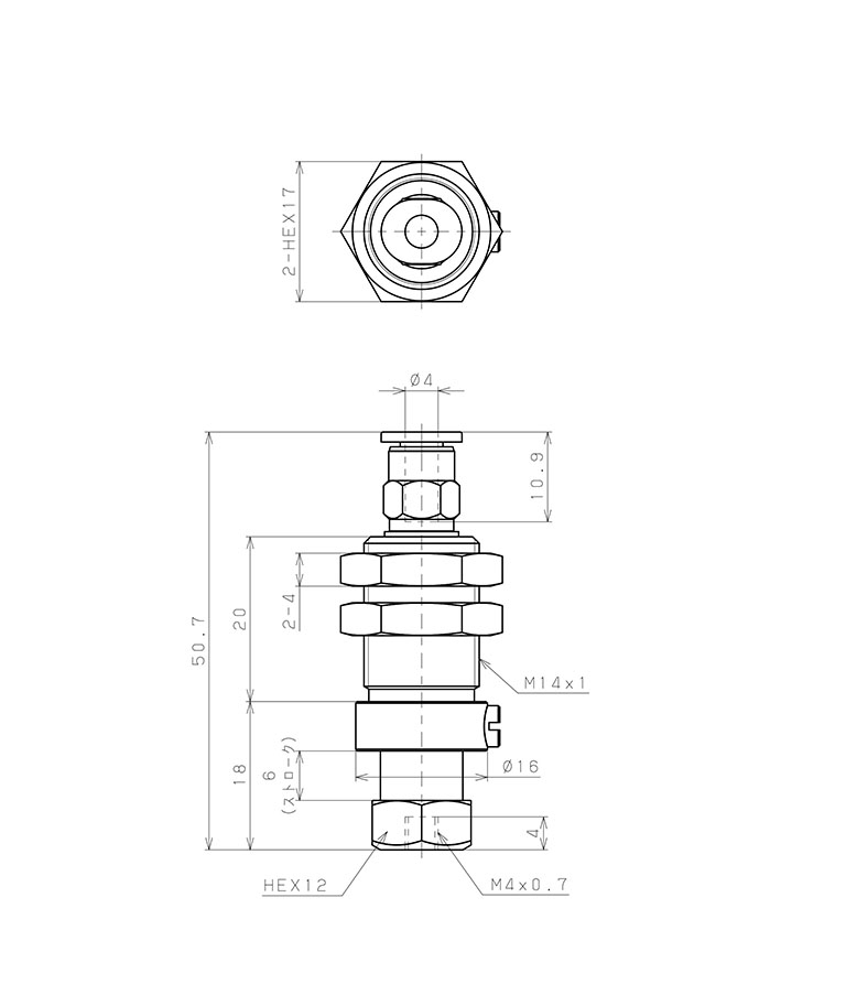 Bản vẽ kỹ thuật Giá Đỡ Nấm Hút Chân Không Có Lò Xo, Pisco VPC-M4-6-4J