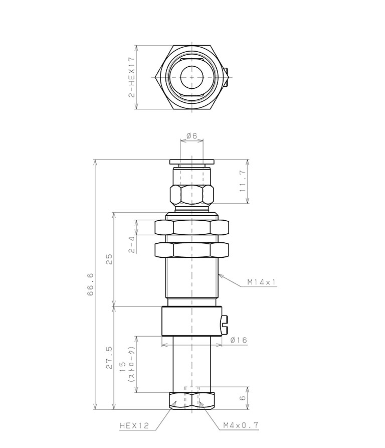 Bản vẽ kỹ thuật Bộ Nấm Hút Chân Không Và Giá Đỡ, Cao Su Nitrile (NBR), O.D 10 mm, Pisco VPC10-15RN-6J