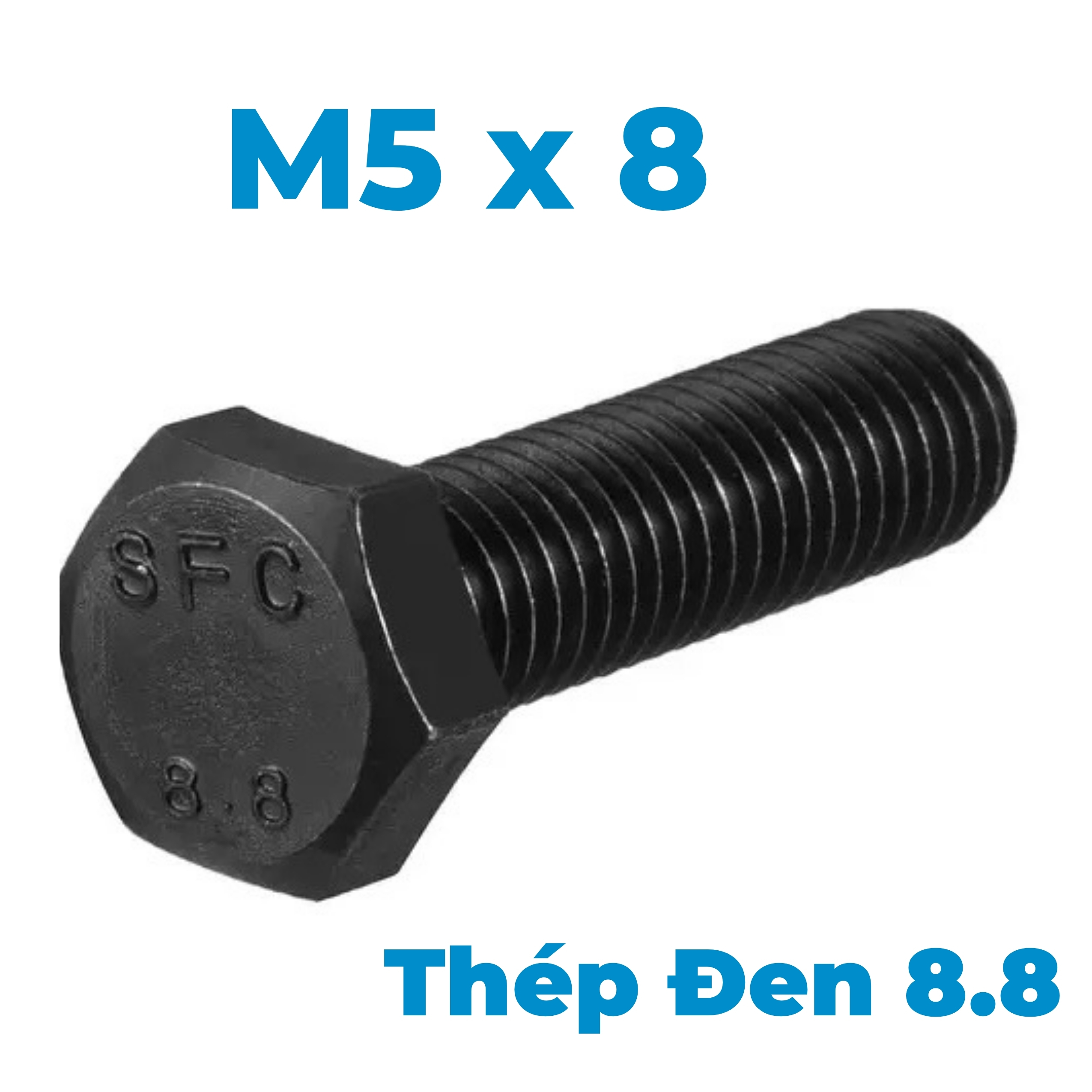 Bulong Thép Đen 8.8 DIN933 M5x8