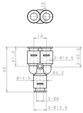Bản vẽ kỹ thuật Đầu Nối Nhanh Khí Nén Chữ Y Pisco APY8-E-C