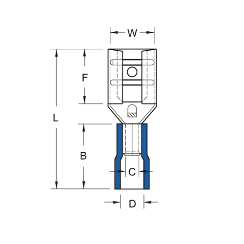 Bản vẽ kỹ thuật Cosse Ngắt Phụ Cái Có Bọc Nhựa 1.5-2.5mm KST FDV2-187(8)