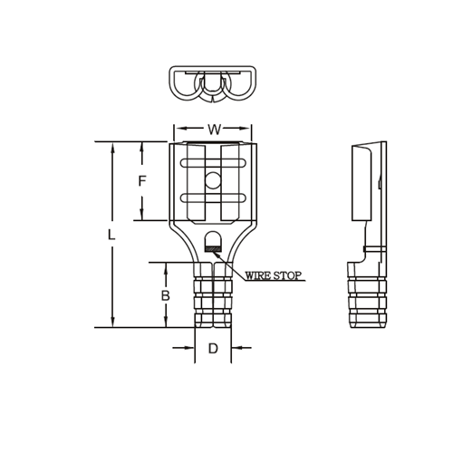 Bản vẽ kỹ thuật Đầu Cosse Ghim Cái Cách Điện 0.5-1.5mm KST FDN1-110(5)