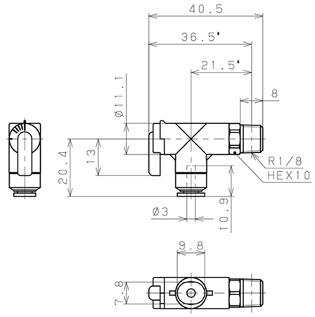 Bản vẽ kỹ thuật Van Bi Khí Nén, Loại Mini Pisco BVLC01-3