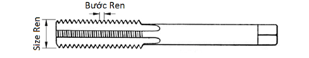 Bản vẽ kỹ thuật Bộ 3 Cây Taro Tay H.T.D M8 x 1.0