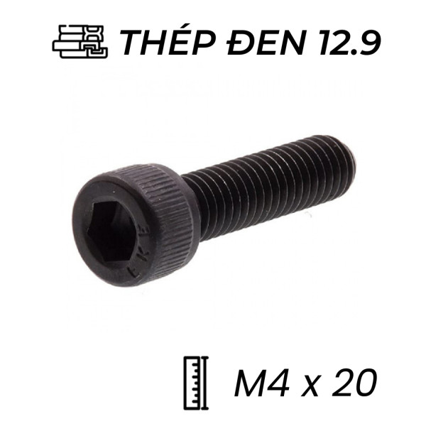 Lục Giác Chìm Đầu Trụ Thép Đen 12.9 DIN912 M4x20