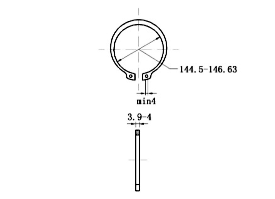 Bản vẽ kỹ thuật Phe Gài Trục Inox 420 DIN471 D155x4.0