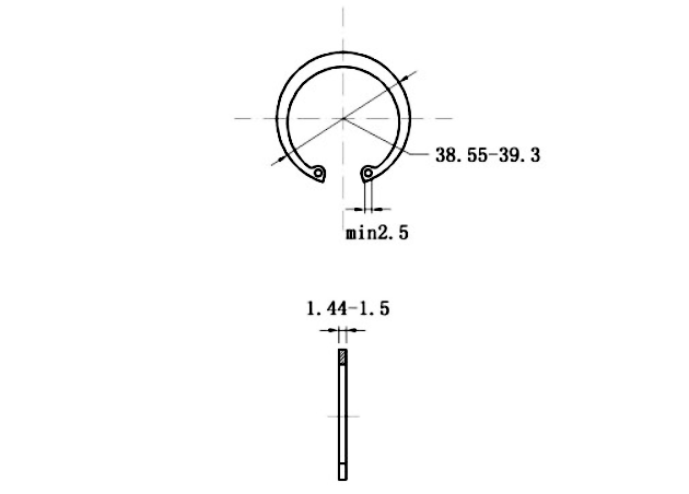 Bản vẽ kỹ thuật Phe Gài Lỗ Thép 65Mn DIN472 D36x1.5