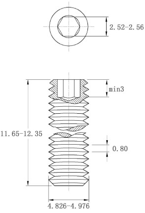 Bản vẽ kỹ thuật Vít Trí Đuôi Bằng Inox 304 DIN913 M5x12