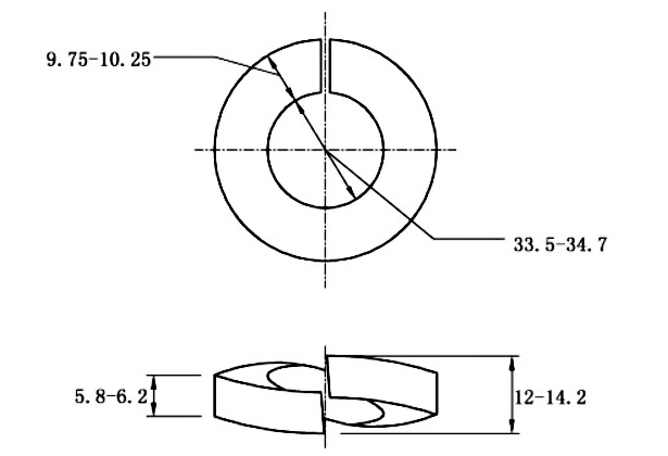 Bản vẽ kỹ thuật Lông Đền Vênh Thép Đen DIN127 M33