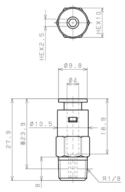 Bản vẽ kỹ thuật Đầu Nối Nhanh Khí Nén Dạng Thẳng Thân Lục Giác Ren Ngoài Pisco APC4-01-N-TP