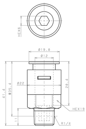 Bản vẽ kỹ thuật Đầu Nối Nhanh Khí Nén Dạng Thẳng Thân Lục Giác Ren Ngoài Pisco APC12-02-C