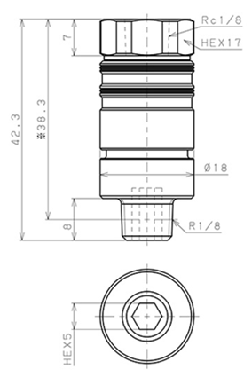 Bản vẽ kỹ thuật Bộ Đầu Ngạnh Nối Ống Dẫn Điều Khiển Nhiệt Độ Khuôn Đúc Dạng Thẳng Ren Trong Pisco AKC10-01F01