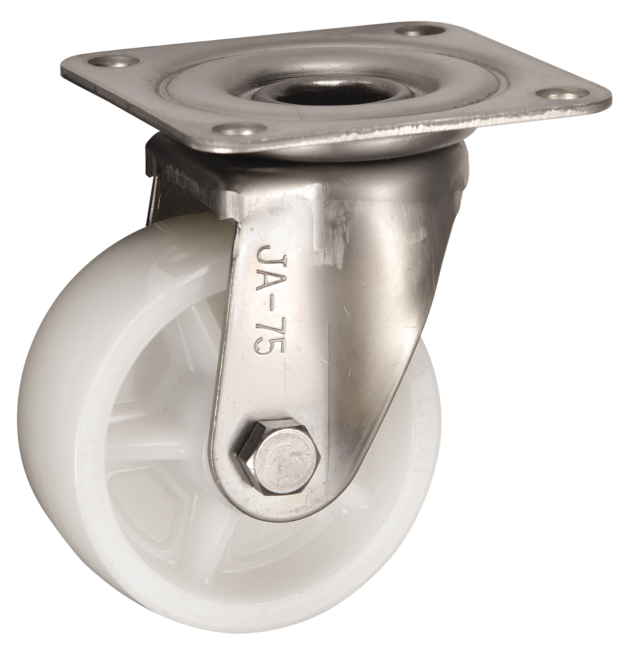 Bánh Xe Nylon Càng Inox Xoay Không Phanh D75 UKAI PJA-75