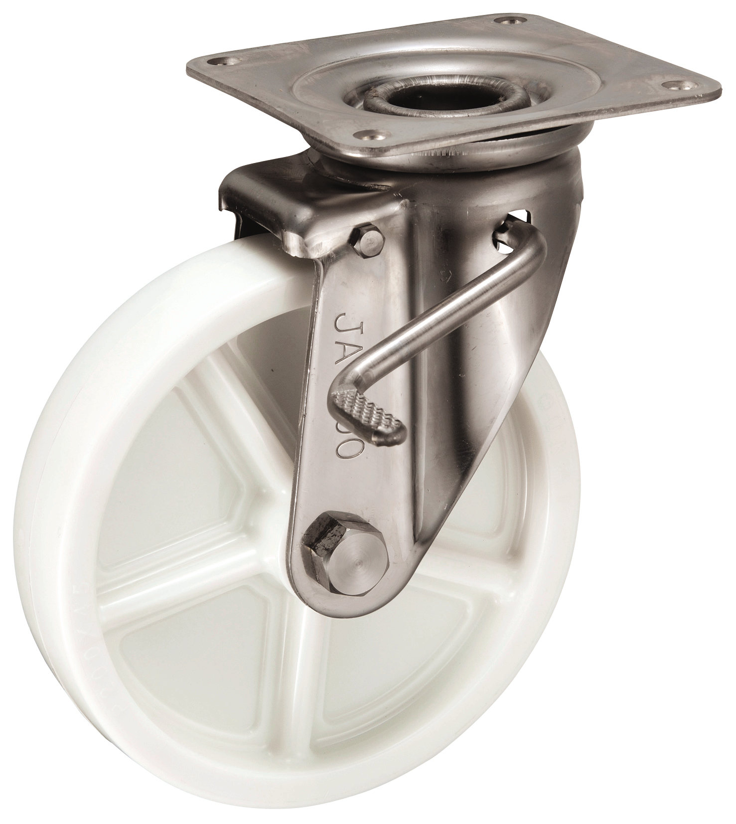 Bánh Xe Nylon Càng Inox Xoay Có Phanh D200 UKAI PJAB-200