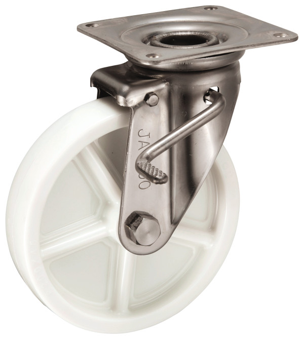 Bánh Xe Nylon Càng Inox Xoay Có Phanh D200 UKAI PJAB-200
