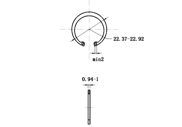 Bản vẽ kỹ thuật Phe Gài Lỗ Inox 420 DIN472 D21x1.0