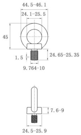 Bản vẽ kỹ thuật Bulong Vòng Thép Mạ Kẽm DIN580 M10x25