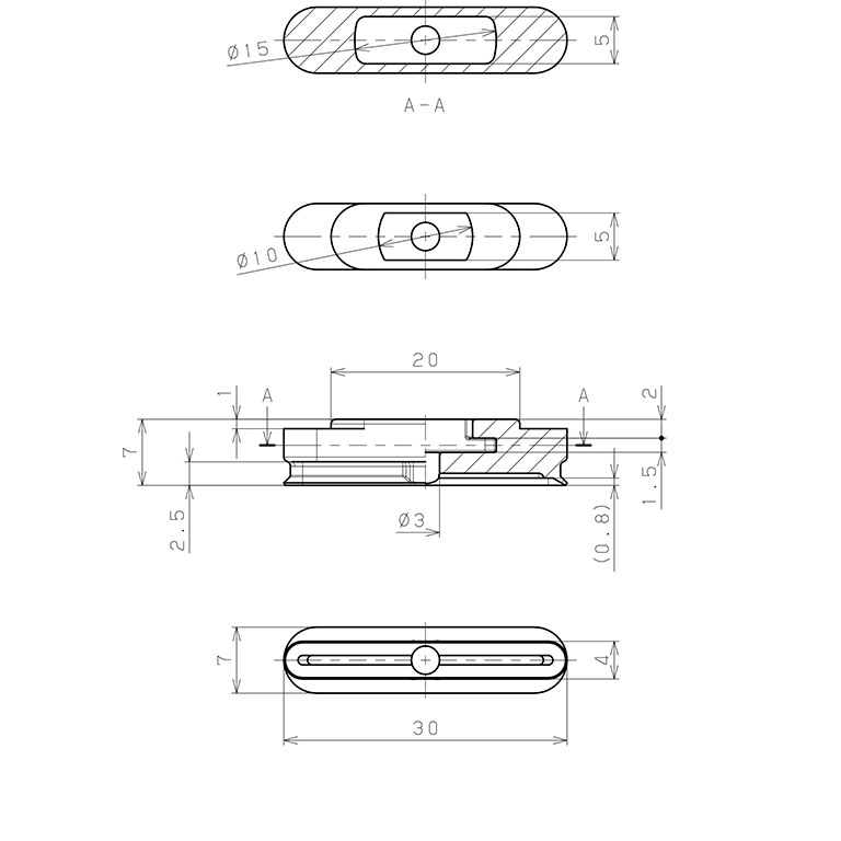 Bản vẽ kỹ thuật Đầu Nấm Hút Chân Không Hình Oval Bầu Dục, HNBR,  O.D , Pisco VP4x30EHN