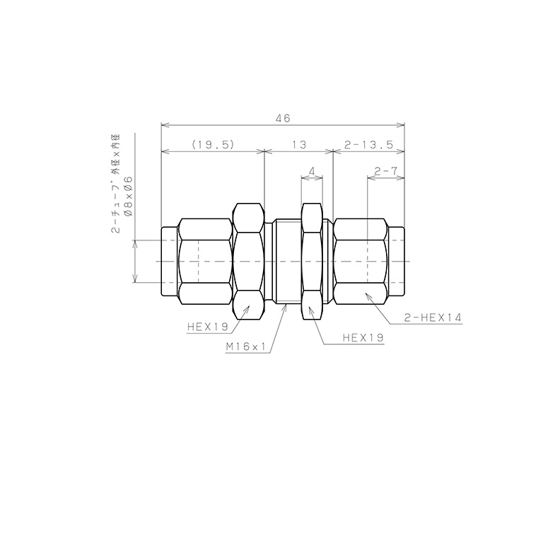 Bản vẽ kỹ thuật Đầu Ngạnh Nối Ống Có Đai Ốc Xiết Dạng Thẳng Lắp Kẹp Vách Pisco NSM0860