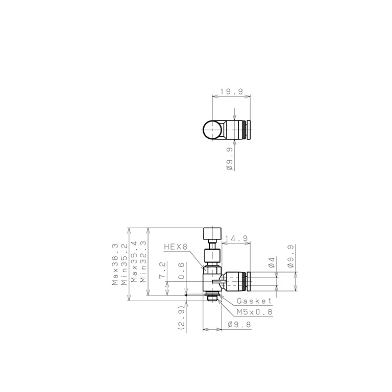 Bản vẽ kỹ thuật Van Điều Chỉnh Áp Suất Khí Nén Pisco JPC4-M5