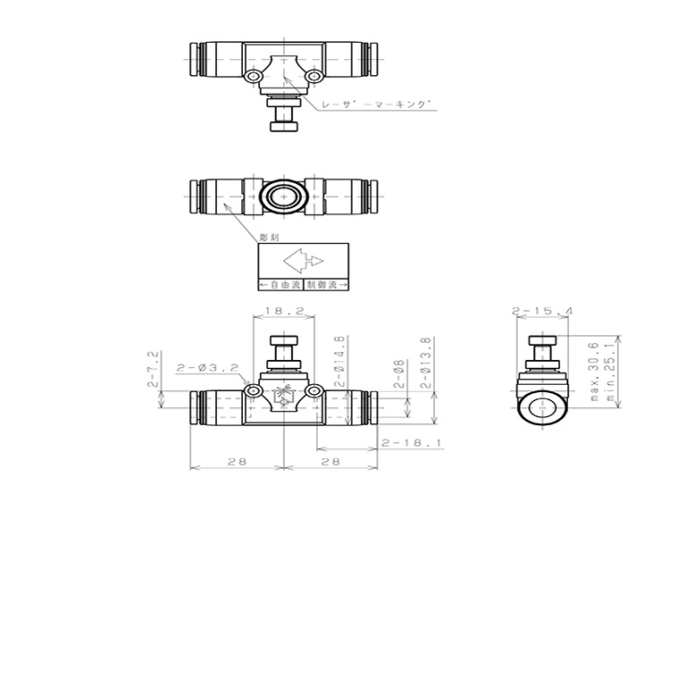 Bản vẽ kỹ thuật Van Tiết Lưu Khí Nén Pisco JSMU8-C
