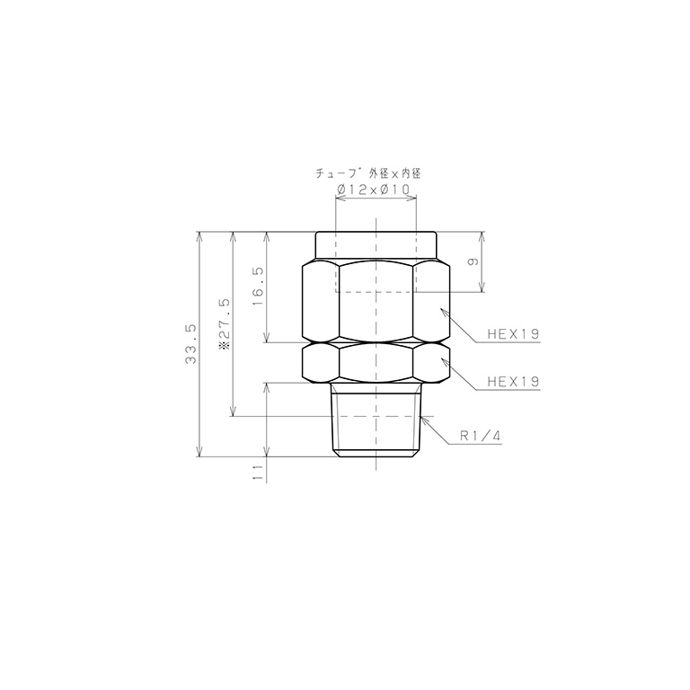 Bản vẽ kỹ thuật Đầu Ngạnh Nối Ống Có Đai Ốc Xiết Dạng Thẳng Thân Lục Giác Ren Ngoài Pisco NSC1210-02-TP