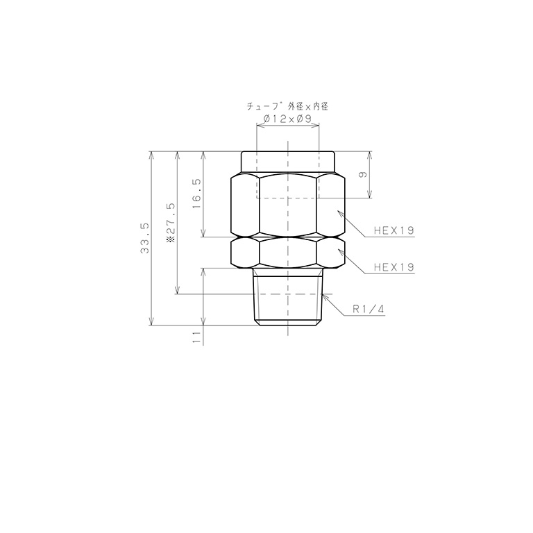 Bản vẽ kỹ thuật Đầu Ngạnh Nối Ống Có Đai Ốc Xiết Dạng Thẳng Thân Lục Giác Ren Ngoài Pisco NSC1290-02-TP