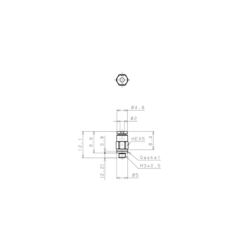 Bản vẽ kỹ thuật Đầu Nối Nhanh Khí Nén Dạng Thẳng Thân Lục Giác Ren Ngoài Pisco PC2-M3MW-C