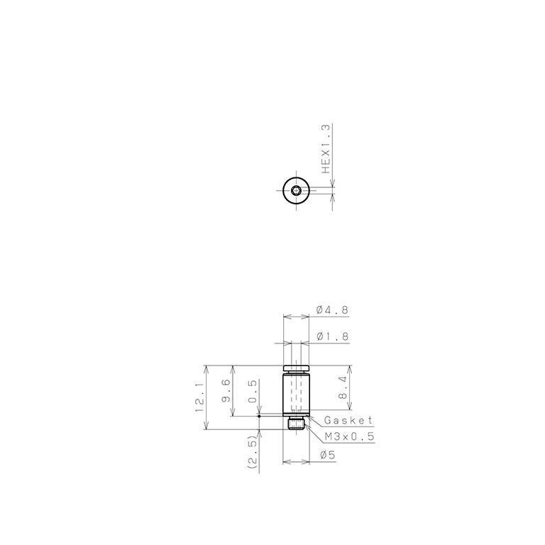 Bản vẽ kỹ thuật Đầu Nối Nhanh Khí Nén Dạng Thẳng Ren Ngoài Pisco POC180-M3MW