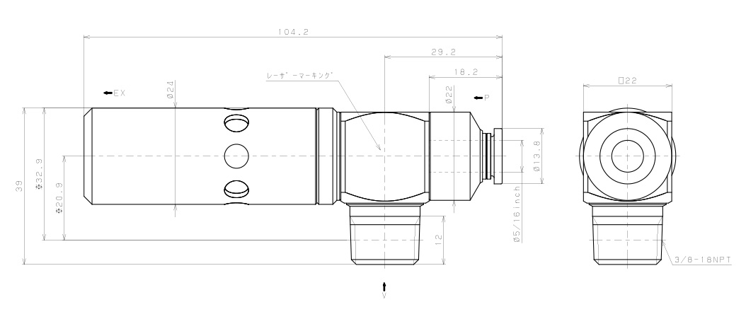 Bản vẽ kỹ thuật Bộ Tạo Chân Không Dòng VM - VC Pisco VCL20-N3-5/16C