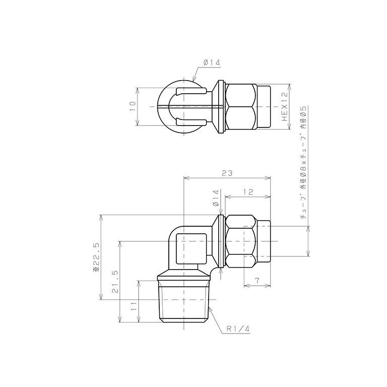 Bản vẽ kỹ thuật Đầu Ngạnh Nối Ống Có Đai Ốc Xiết Dạng Cong 90° Ren Ngoài Pisco NKL0850-02