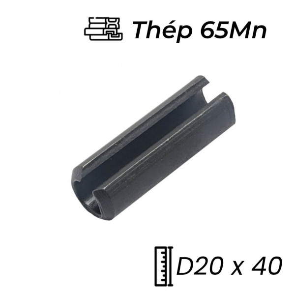 Chốt Ống DIN1481 Thép 65Mn Đen D20x40mm