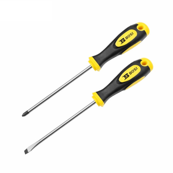 Tua Vít Dẹp Cán Vuông Bọc Cao Su TPR 5x200 mm Bosi BS466885A