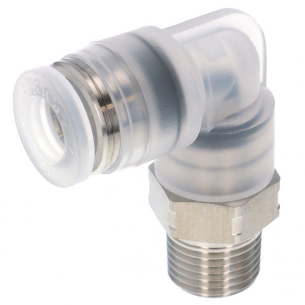 Đầu Nối Nhanh Khí Nén Dạng Cong 90° Ren Ngoài Pisco PPL1/2-03SUS-F