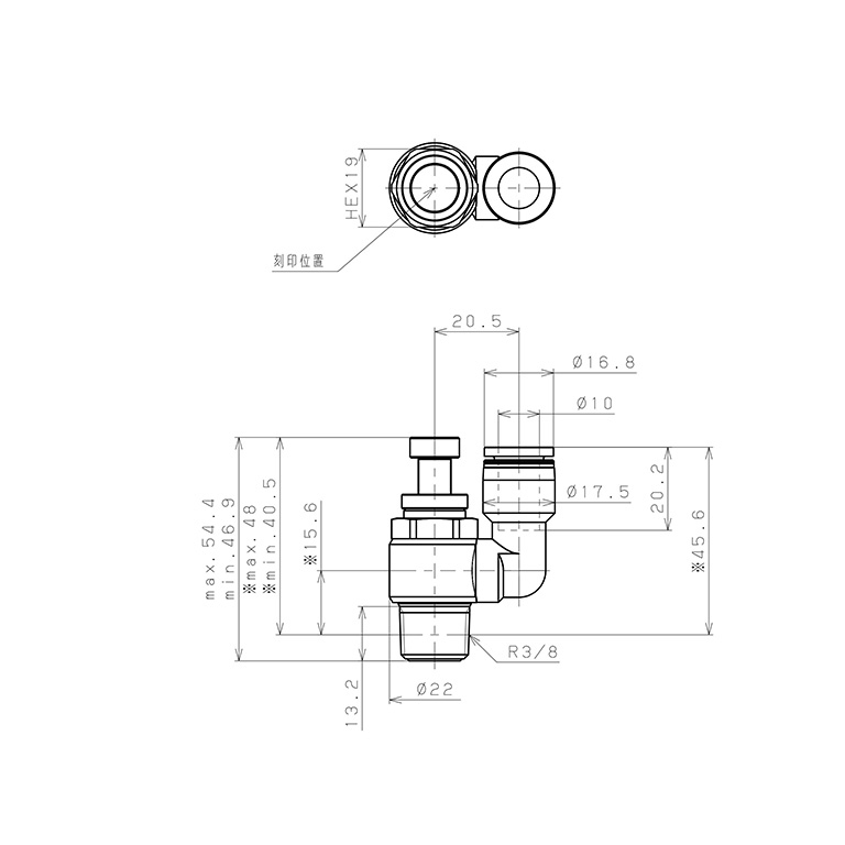 Bản vẽ kỹ thuật Van Tiết Lưu Khí Nén Pisco JSS10-03AW
