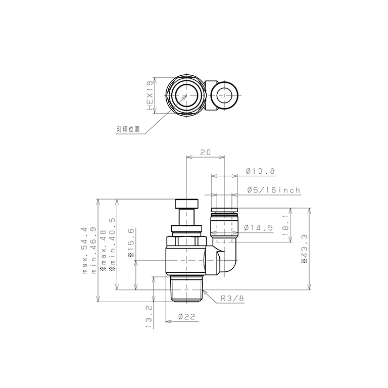 Bản vẽ kỹ thuật Van Tiết Lưu Khí Nén Pisco JSS5/16-03A