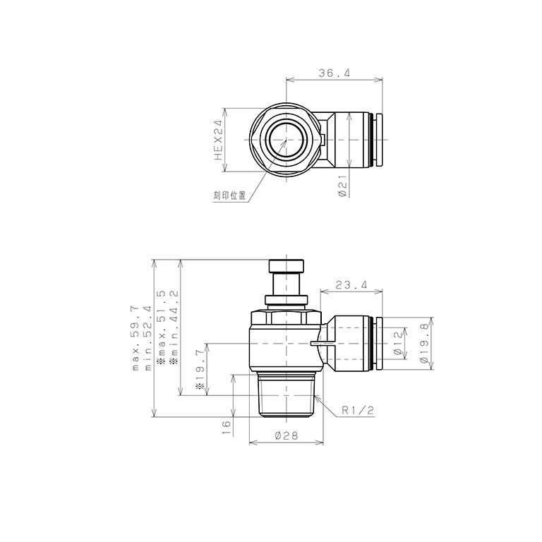 Bản vẽ kỹ thuật Van Tiết Lưu Khí Nén Pisco JSC12-04B