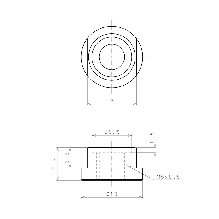 Bản vẽ kỹ thuật Bộ Nấm Hút Chân Không Và Giá Đỡ, PEEK Dẫn Điện,  O.D 10 mm, Pisco VP10QKE