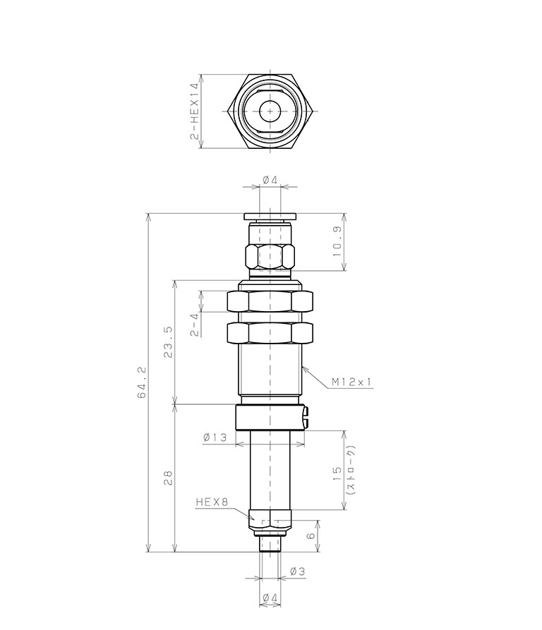 Bản vẽ kỹ thuật Bộ Nấm Hút Chân Không Và Giá Đỡ, Cao Su Nitrile (NBR), O.D 4 mm, Pisco VPC4-15RN-4J