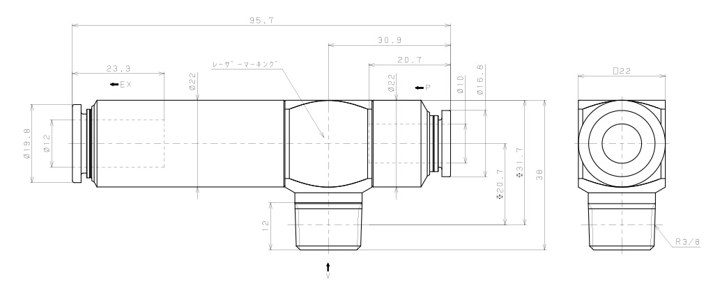 Bản vẽ kỹ thuật Bộ Tạo Chân Không Dòng VM - VC (-S3 Spec.) Pisco VCL15-0310CJ-S3
