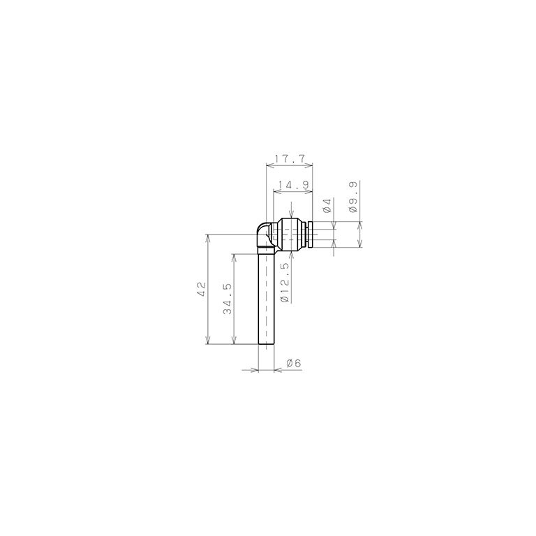 Bản vẽ kỹ thuật Đầu Nối Nhanh Khí Nén Giữa Ống Khí Và Fitting Dạng Nối Giảm Cong 90° (Dài) Pisco PLLGJ6-4W-C